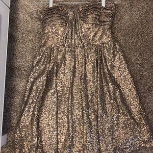 Sequined Gold Strapless Dress